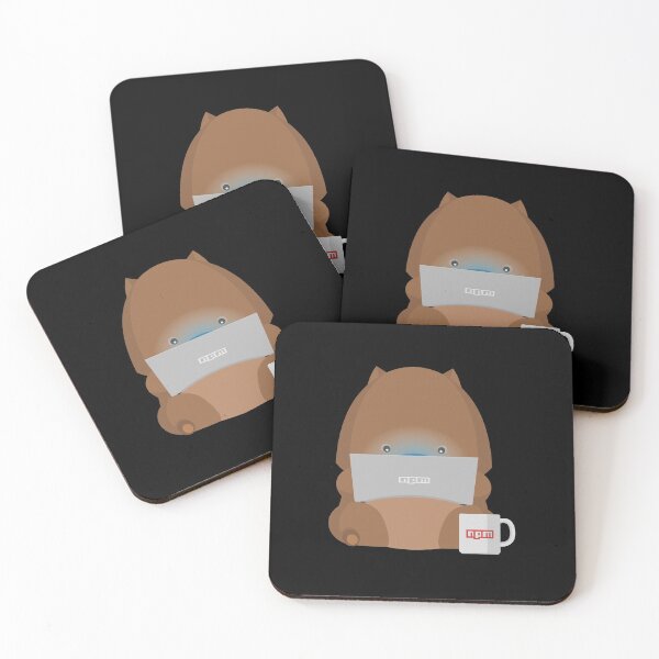 Item preview, NPM: Wombat with laptop and a cup of coffee (Black background) designed and sold by hellkni9ht.
