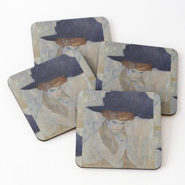 Item preview, The Black Feathered Hat by Gustav Klimt: Elegant Vienna Secession Portrait designed and sold by artofuniverse.