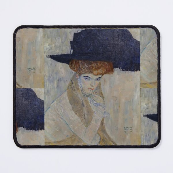 Item preview, The Black Feathered Hat by Gustav Klimt: Elegant Vienna Secession Portrait designed and sold by artofuniverse.