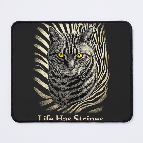 Item preview, Life Has Stripes Cat Design – Zebra Pattern Cat with Yellow Eyes designed and sold by IrynaLineArt.