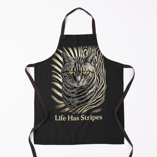 Item preview, Life Has Stripes Cat Design – Zebra Pattern Cat with Yellow Eyes designed and sold by IrynaLineArt.