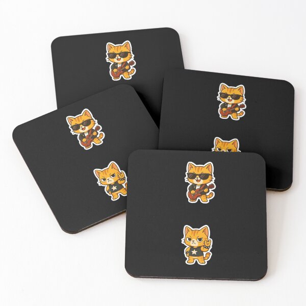 Item preview, Rockstar Orange Cat Stickers – Cool Guitar Cat & Angry Rocker Kitty Art designed and sold by Good Vibes .