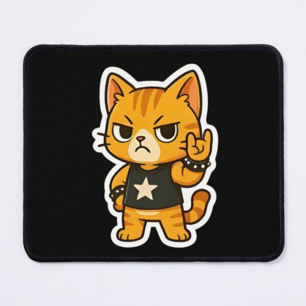 Item preview, Rockstar Orange Cat Stickers – Cool Guitar Cat & Angry Rocker Kitty Art designed and sold by Good Vibes .