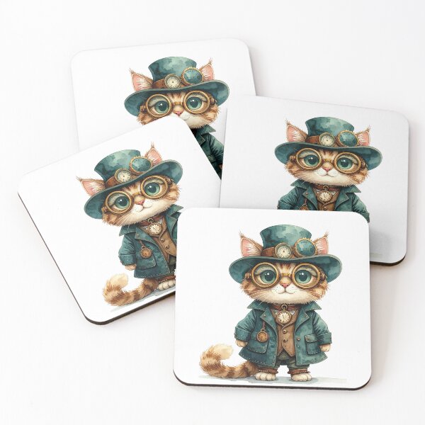 Item preview, Steampunk Cat Explorer With Hat Character designed and sold by BetweenForms.