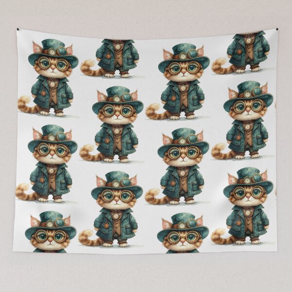 Item preview, Steampunk Cat Explorer With Hat Character designed and sold by BetweenForms.