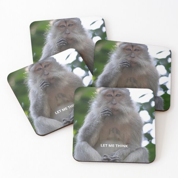 Item preview, Let Me Think Monkey Meme Funny Thinking Animal Sticker Sarcastic Humor Relatable Gift designed and sold by WildFrameNature.