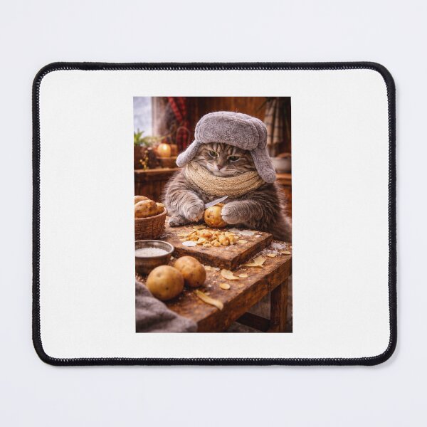 Item preview, Winter Cat Peeling Potatoes designed and sold by LovelyCatGalaxy.
