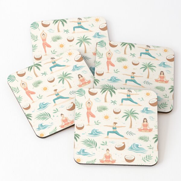 Item preview, Tropical Yoga Retreat – Lush Palm & Sunset Zen Seamless Pattern designed and sold by OpenDreamArts.