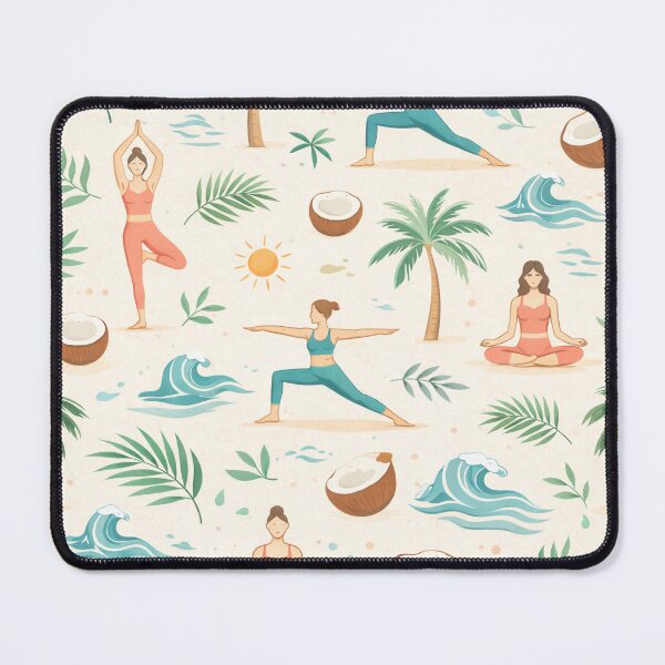 Item preview, Tropical Yoga Retreat – Lush Palm & Sunset Zen Seamless Pattern designed and sold by OpenDreamArts.