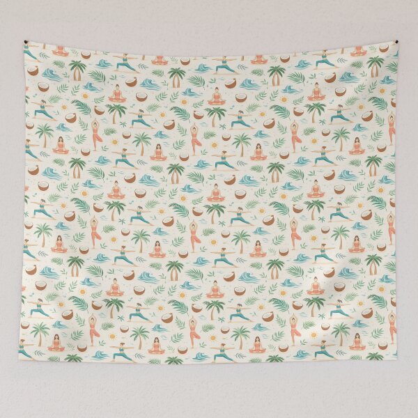 Item preview, Tropical Yoga Retreat – Lush Palm & Sunset Zen Seamless Pattern designed and sold by OpenDreamArts.