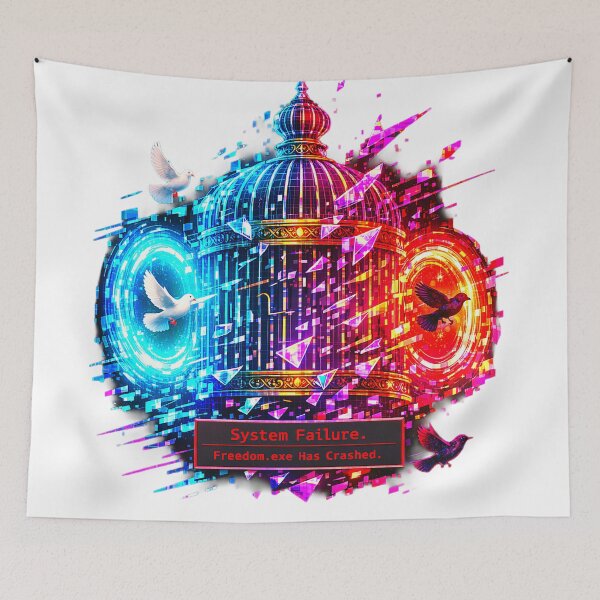 Item preview, Error fatal Cage: Freedom.exe ha fallado Vaporwave Glitchcore designed and sold by A E S T H E T A T A G.