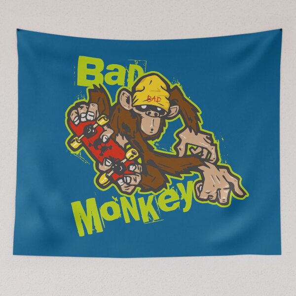 Artikelvorschau, Bad Monkey Skater Street Art – Lustiges Grafikdesign mit rebellischem Affen-Skateboard-Motiv entworfen und verkauft von artworkathome.