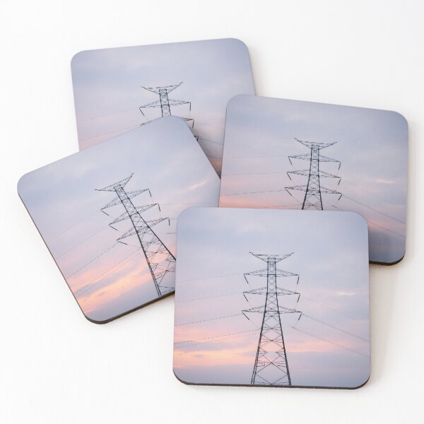 Item preview, Industrial Electricity Pylon Silhouette Against Twilight Sky designed and sold by pinkal.