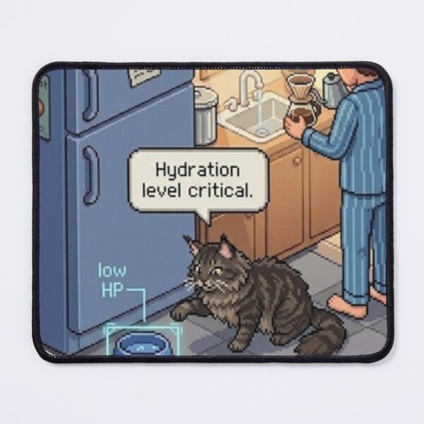 Item preview, Empty Bowl Crisis Cat – Funny Pixel RPG Morning Chaos designed and sold by PawMic.