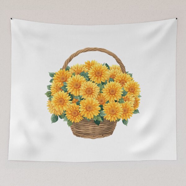 Item preview,  Basket of golden chrysanthemums designed and sold by uunaa.