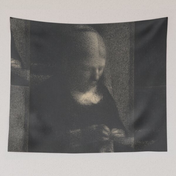 Item preview, Embroidery the Artists Mother by Georges Seurat: Neo Impressionist Art Print designed and sold by artofuniverse.
