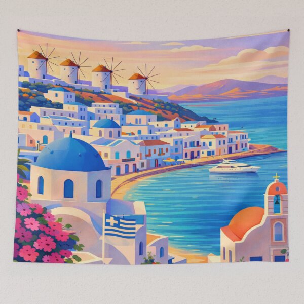 Item preview, Mykonos Greece Travel Poster designed and sold by MatthewHeights.