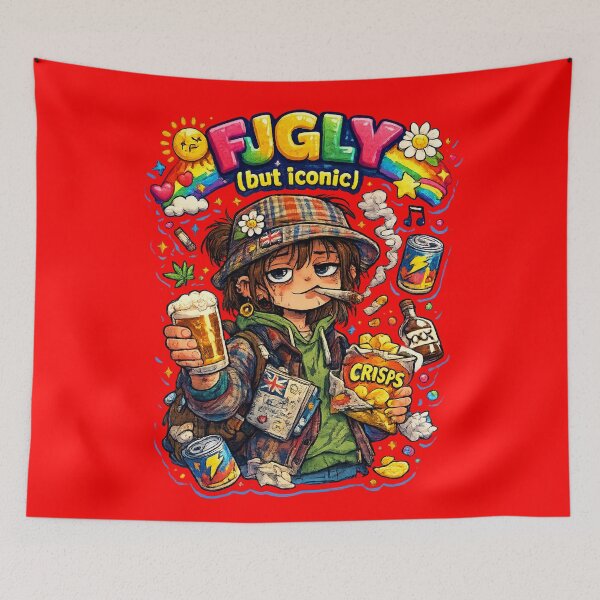 Item preview, Fugly But Iconic Funny Design – UK Student Humor Graphic, Chaotic Party Lifestyle Illustration, Meme Style Artwork designed and sold by GarnerSupplyCo.