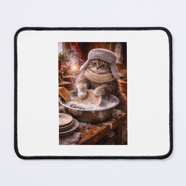 Item preview, Winter Cat Washing Dishes designed and sold by LovelyCatGalaxy.