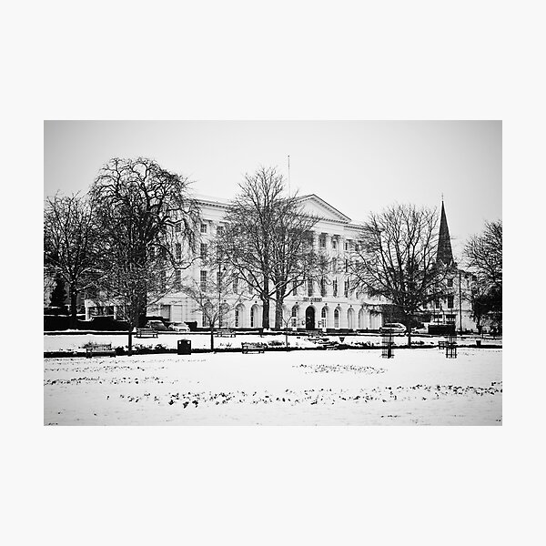 Queens Hotel, Imperial Gardens in Snow, Cheltenham, UK © Photographic Print