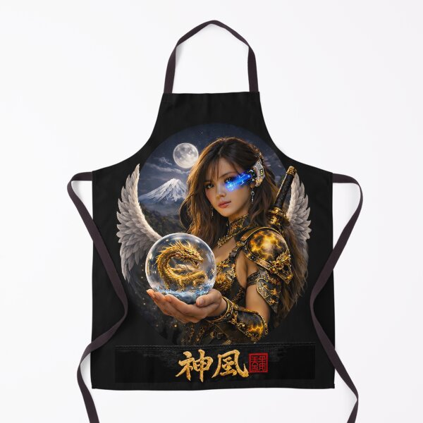 Item preview, Cyber Samurai Girl with Dragon Crystal Orb – Japanese Futuristic Warrior Design designed and sold by Dragon-Samurai.
