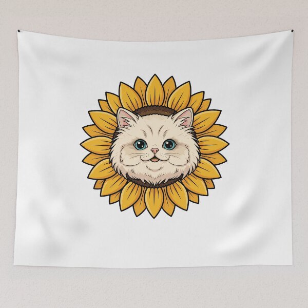 Item preview, Cute Persian Kitten Yellow Sunflower Floral designed and sold by k3rstman1.