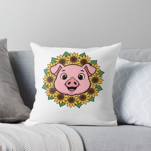 Item preview, Cute Pink Pig Face Sunflower Wreath designed and sold by k3rstman1.