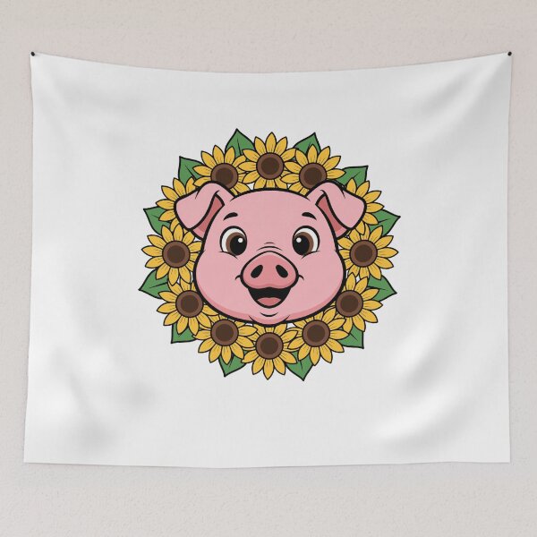 Item preview, Cute Pink Pig Face Sunflower Wreath designed and sold by k3rstman1.