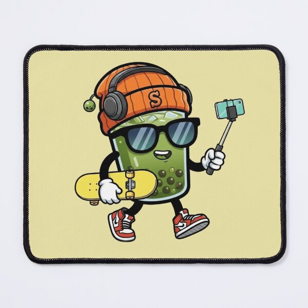 Item preview, Cool Bubble Tea – Skateboard Selfie Character designed and sold by Dogandesighn.