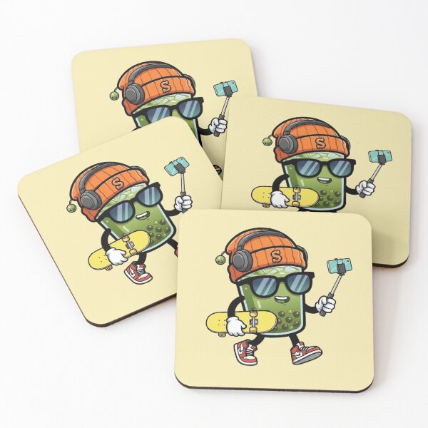 Item preview, Cool Bubble Tea – Skateboard Selfie Character designed and sold by Dogandesighn.