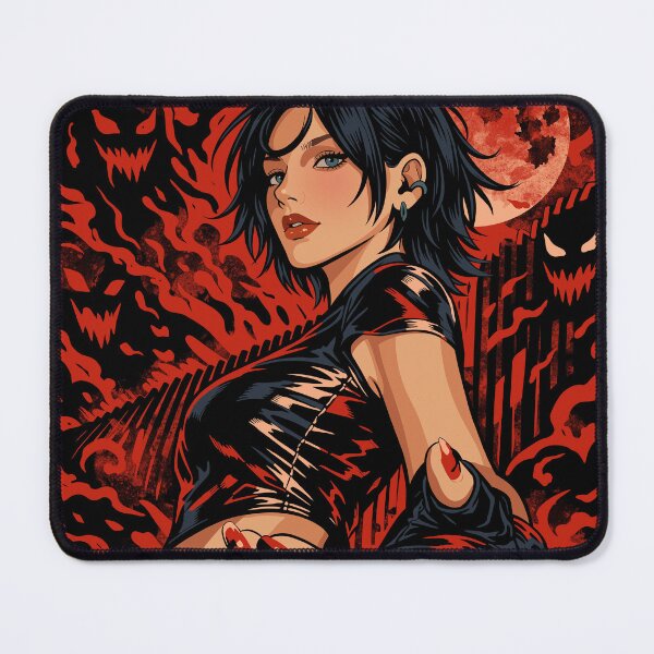 Item preview, Dark Gothic Punk Girl with Flames and Blood Moon designed and sold by theuglydollz.