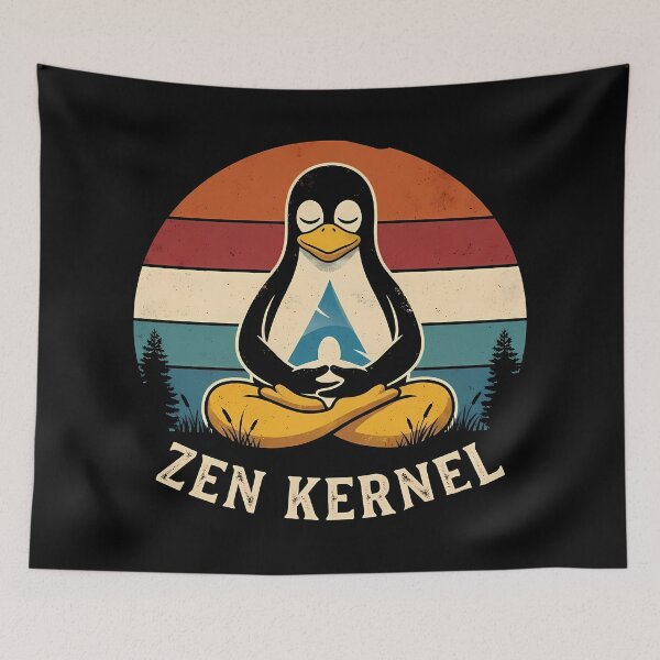 Item preview, Zen Kernel Meditating Linux Penguin Retro Vintage designed and sold by mrGrayMan.