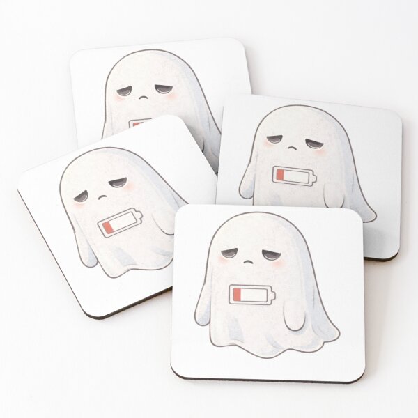 Item preview, Tired Ghost with Battery Icon | Cute Kawaii Aesthetic | Low Energy Mood Design designed and sold by The Mood Index.