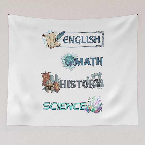 Item preview, Fantasy English Math History Science RPG Subject Labels Shirt designed and sold by Fenay Designs.