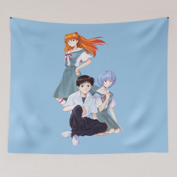 Item preview, Neon Genesis Evangelion; Shinji, Asuka and Rei; Light Blue designed and sold by Marco Bottiglieri.