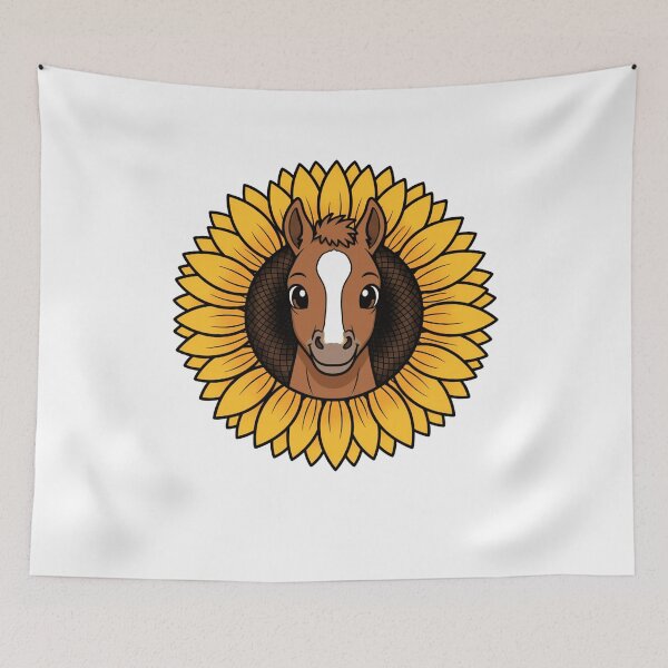 Item preview, Adorable Pony Foal Sunflower Floral Portrait designed and sold by k3rstman1.