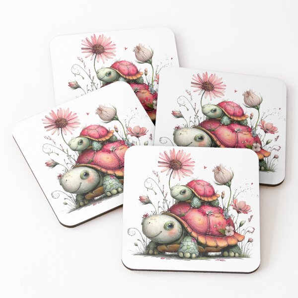 Item preview, Sweet Floral Turtle Family Love Mother's Day Art designed and sold by lojadpop.