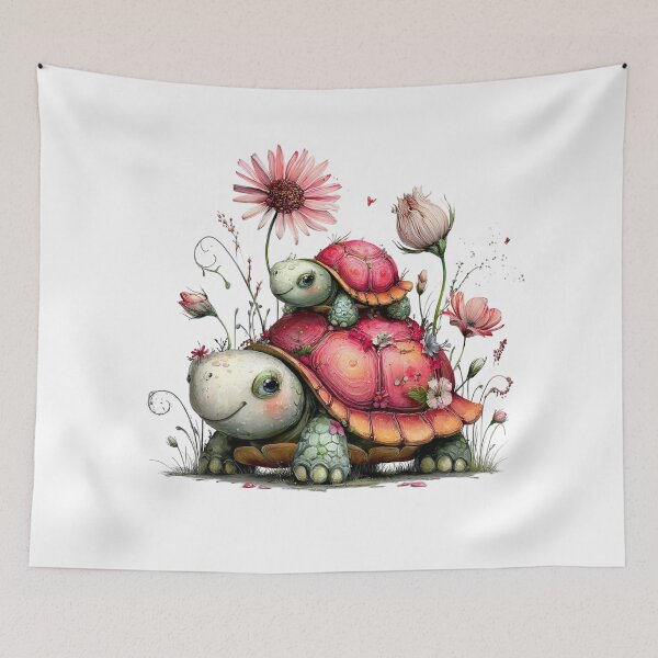Item preview, Sweet Floral Turtle Family Love Mother's Day Art designed and sold by lojadpop.