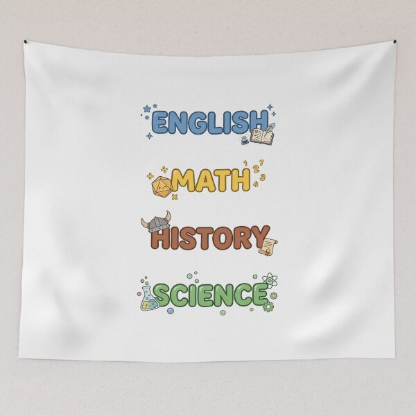 Item preview, Cute English Math History Science RPG Subject Labels Shirt designed and sold by Fenay Designs.