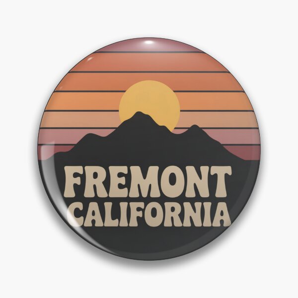 Item preview, Fremont California: Retro Sunset Badge designed and sold by CircinusStore.