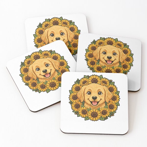 Item preview, Happy Golden Retriever Puppy Sunflower Wreath designed and sold by k3rstman1.