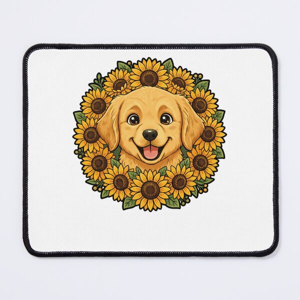 Item preview, Happy Golden Retriever Puppy Sunflower Wreath designed and sold by k3rstman1.