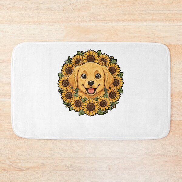 Item preview, Happy Golden Retriever Puppy Sunflower Wreath designed and sold by k3rstman1.
