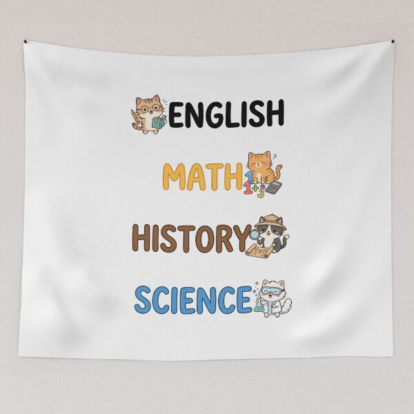 Item preview, Cute Kawaii Cat English Math History Science Subject Labels Shirt designed and sold by Fenay Designs.