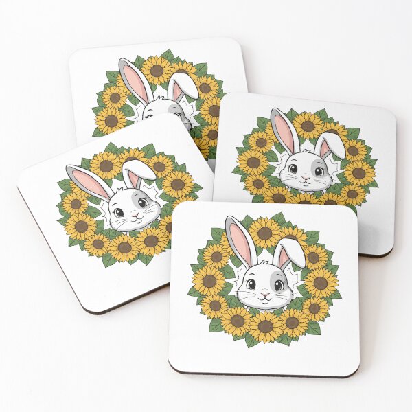 Item preview, Cute White Rabbit Sunflower Wreath designed and sold by k3rstman1.