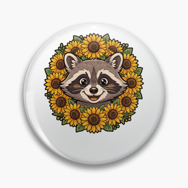 Item preview, Cute Smiling Raccoon Sunflower Floral Wreath designed and sold by k3rstman1.