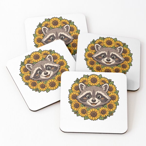 Item preview, Cute Smiling Raccoon Sunflower Floral Wreath designed and sold by k3rstman1.
