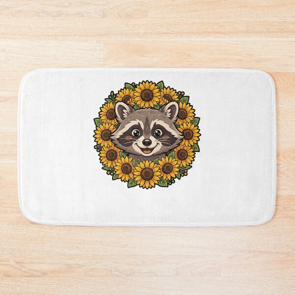 Item preview, Cute Smiling Raccoon Sunflower Floral Wreath designed and sold by k3rstman1.