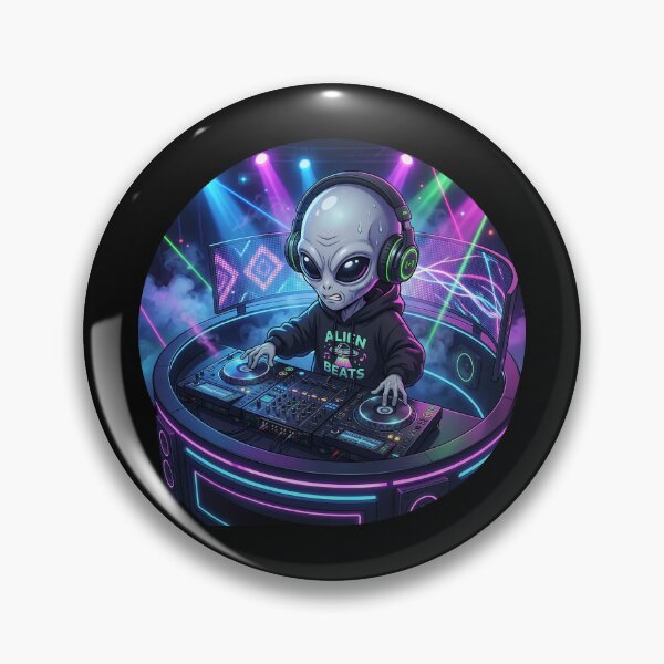 Item preview, DJ Alien Spinning Galactic Beats at Neon Party designed and sold by Sunkhung.