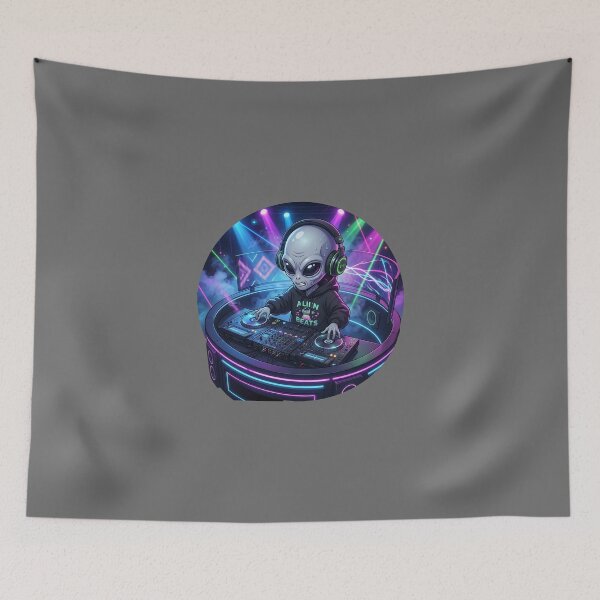 Item preview, DJ Alien Spinning Galactic Beats at Neon Party designed and sold by Sunkhung.